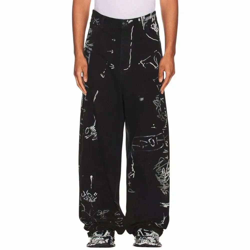 Balenciaga SS23 Mudshow Graffiti Jeans Medium Black Cotton Baggy 31